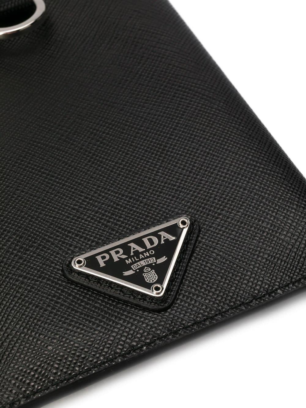 Prada Lanyard Card Holder in Black for Men - Lyst