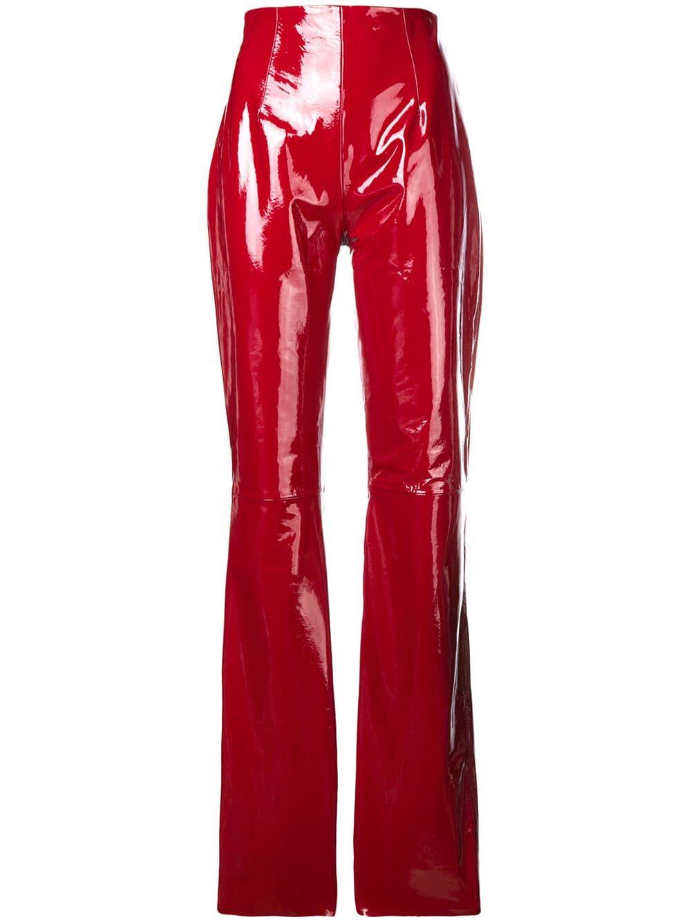 16Arlington High-rise Patent Leather Trousers in Red - Lyst