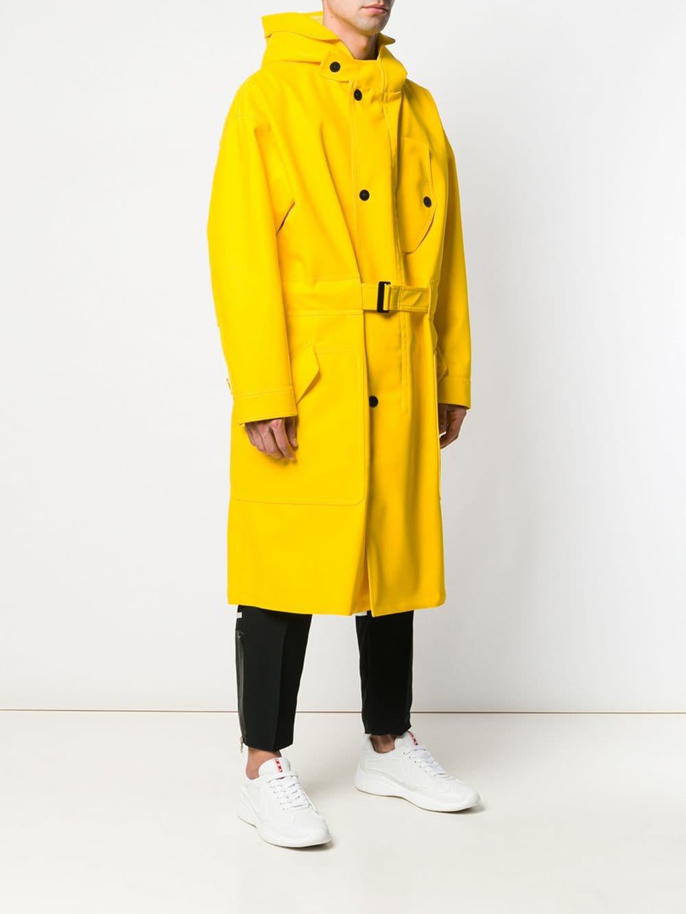 Neil Barrett Oversized Hooded Raincoat in Yellow for Men - Lyst