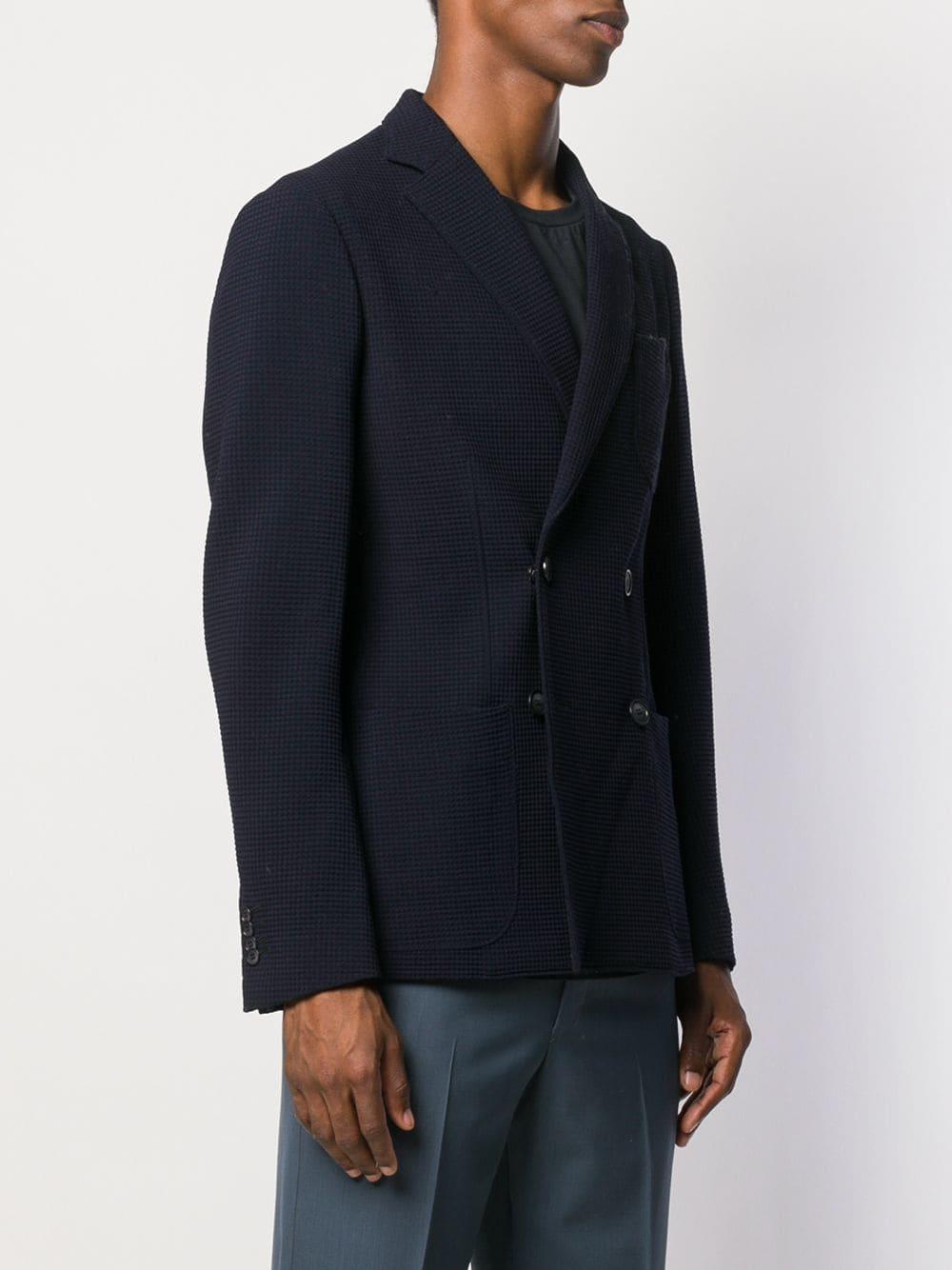 Giorgio Armani Textured Double Breasted Blazer in Blue for Men - Lyst