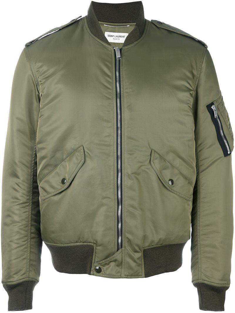 Lyst - Saint Laurent Classic Bomber Jacket in Green for Men - Save 51. ...
