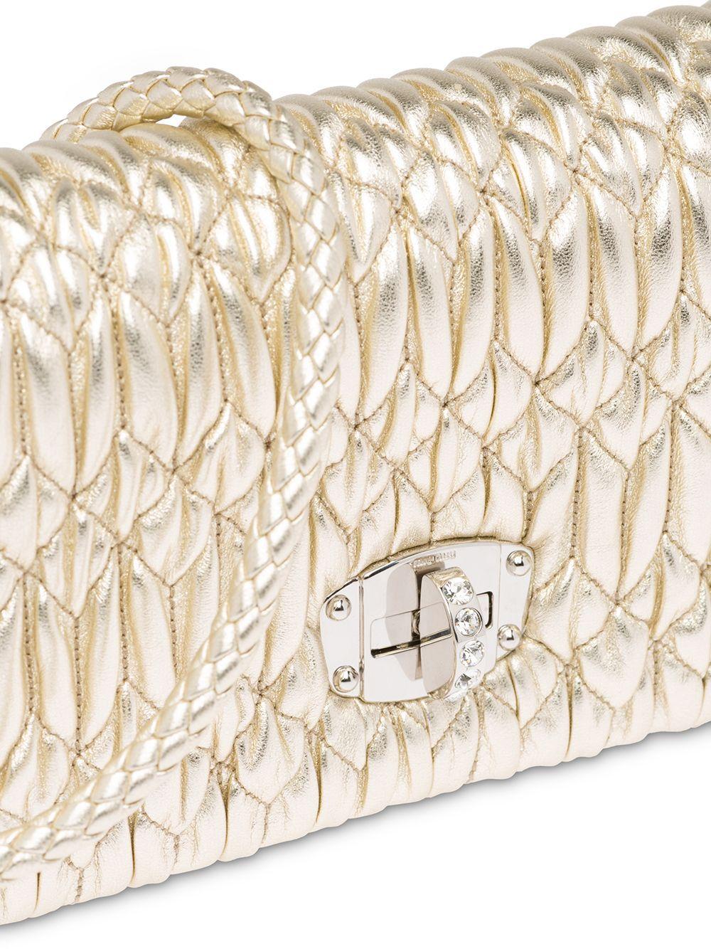 Miu Miu Leather Miu Crystal Shoulder Bag in Gold (Metallic) Lyst