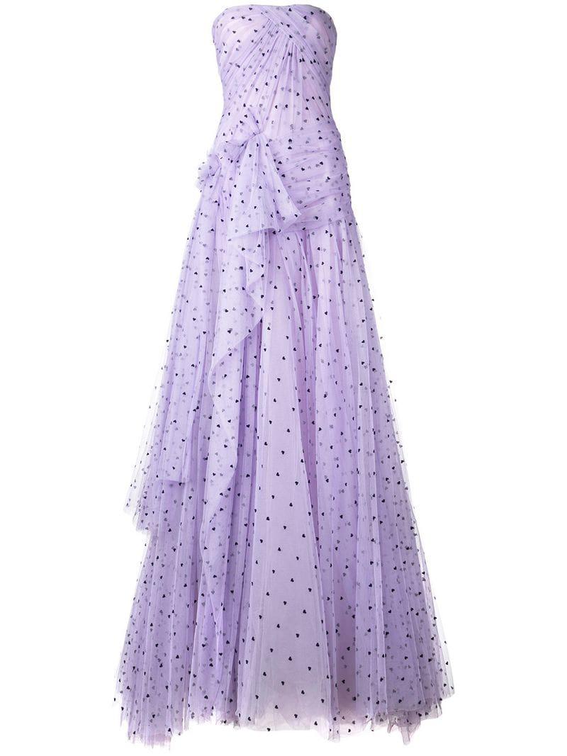 Lyst - Carolina Herrera Strapless Flared Maxi Dress in Purple