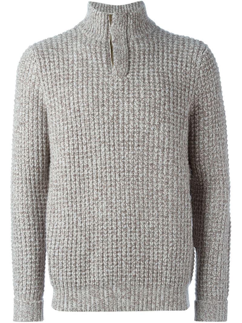 Lyst - N.Peal Cashmere Waffle Knit Marled Sweater in Brown for Men