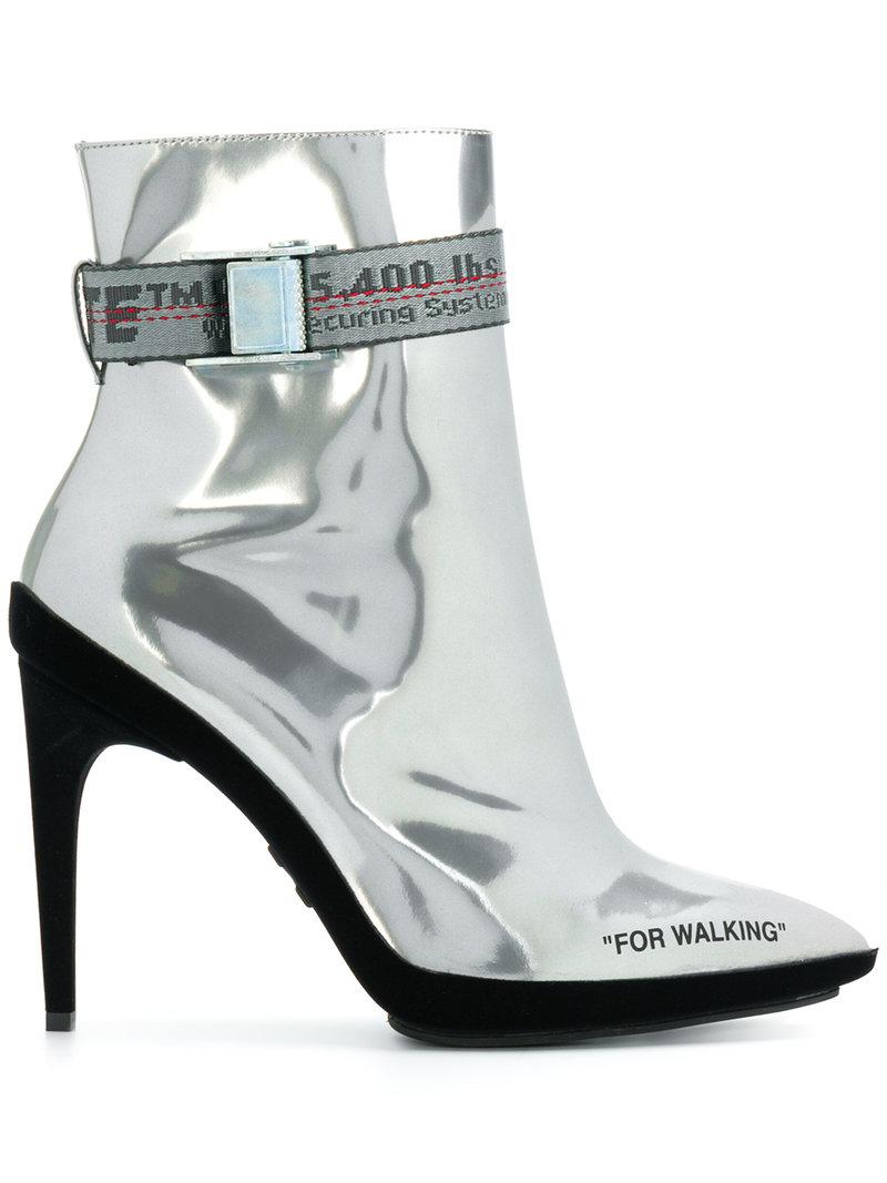Off-White c/o Virgil Abloh For Walking Ankle Boots in Metallic - Lyst