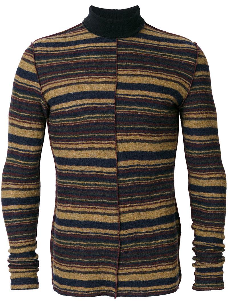 Maison margiela Striped Fitted Roll-neck Sweater in Brown for Men ...