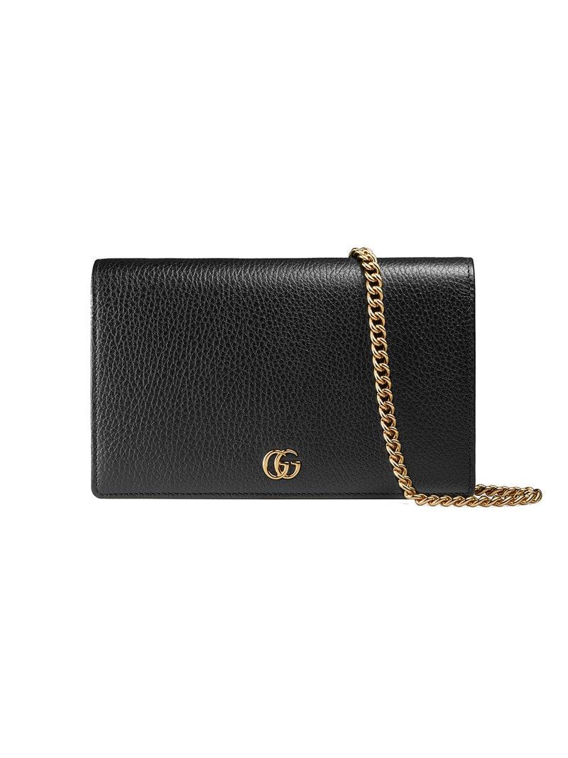Gucci GG Marmont Leather Mini Chain Bag in Black - Lyst
