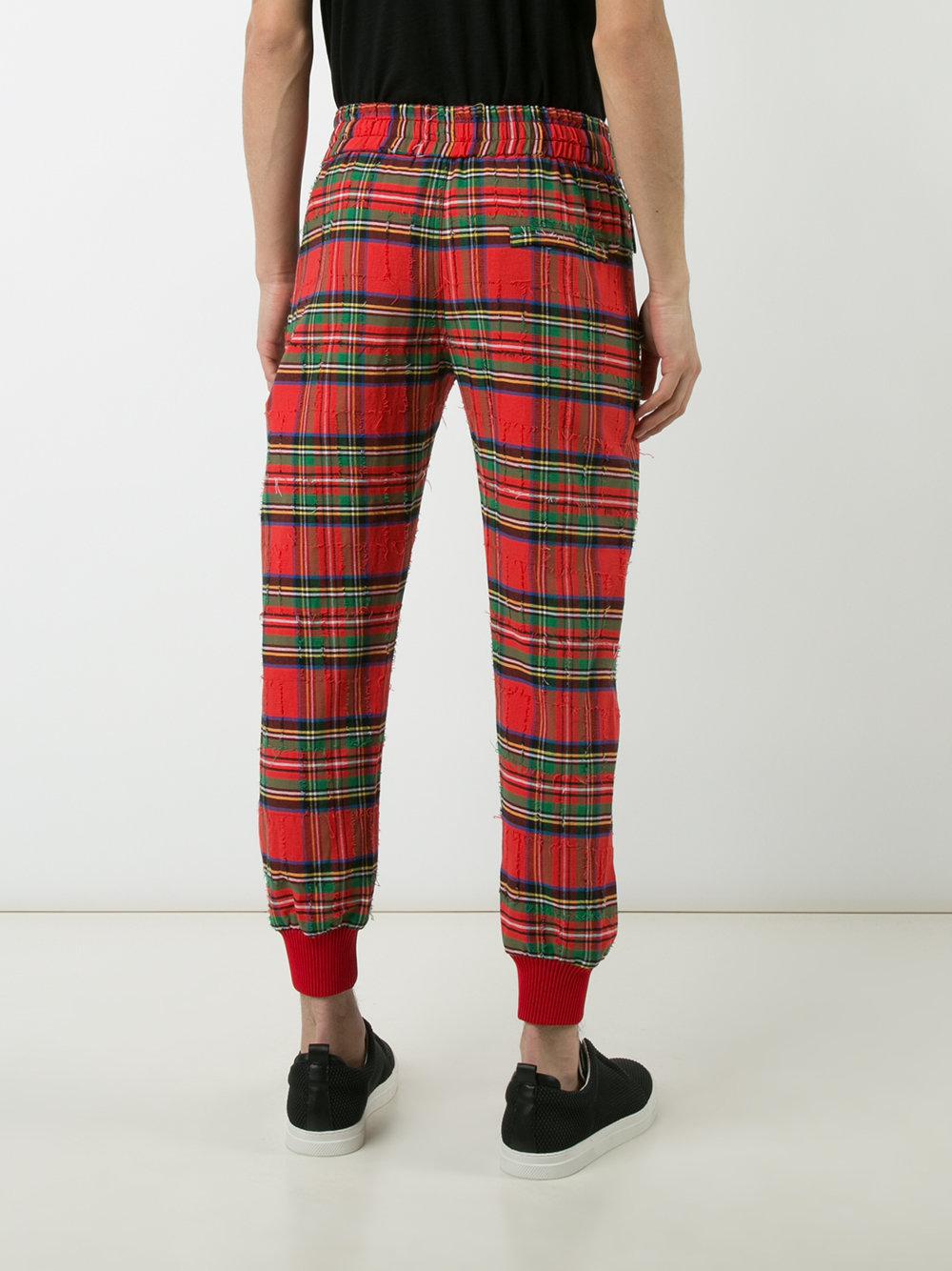 grey plaid track pants