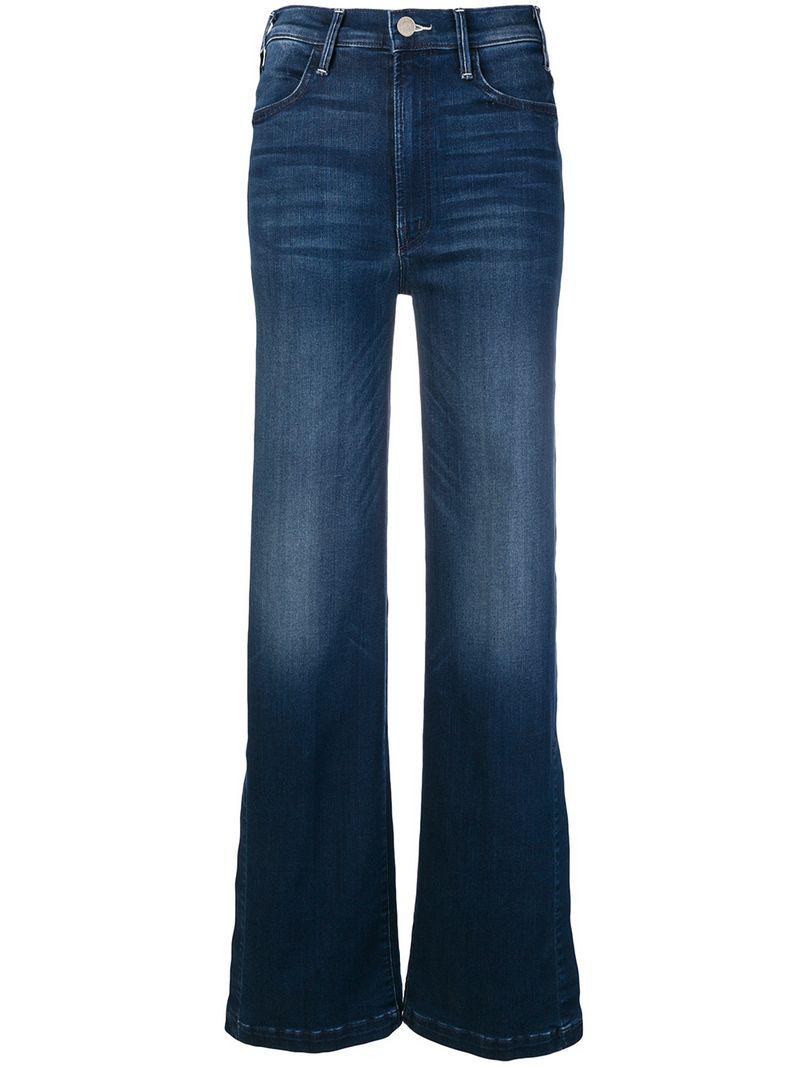 Lyst - Mother Side Slit Flared Jeans in Blue