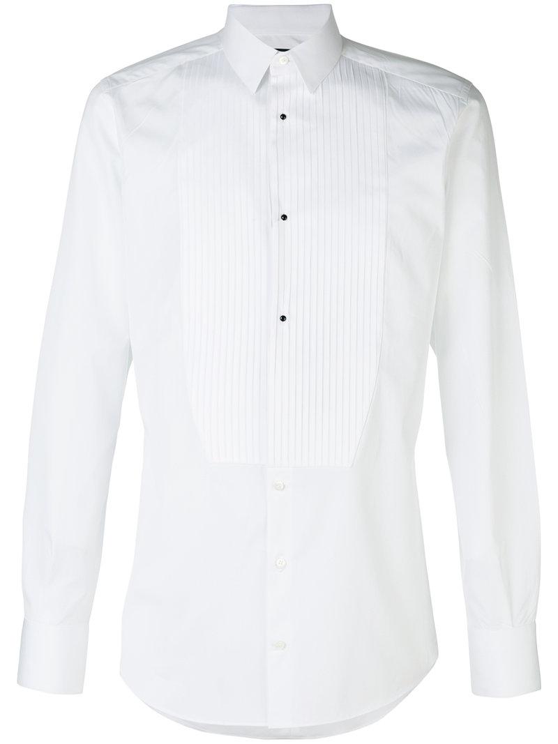 Lyst - Dolce & Gabbana Pleated Plastron Shirt in White for Men