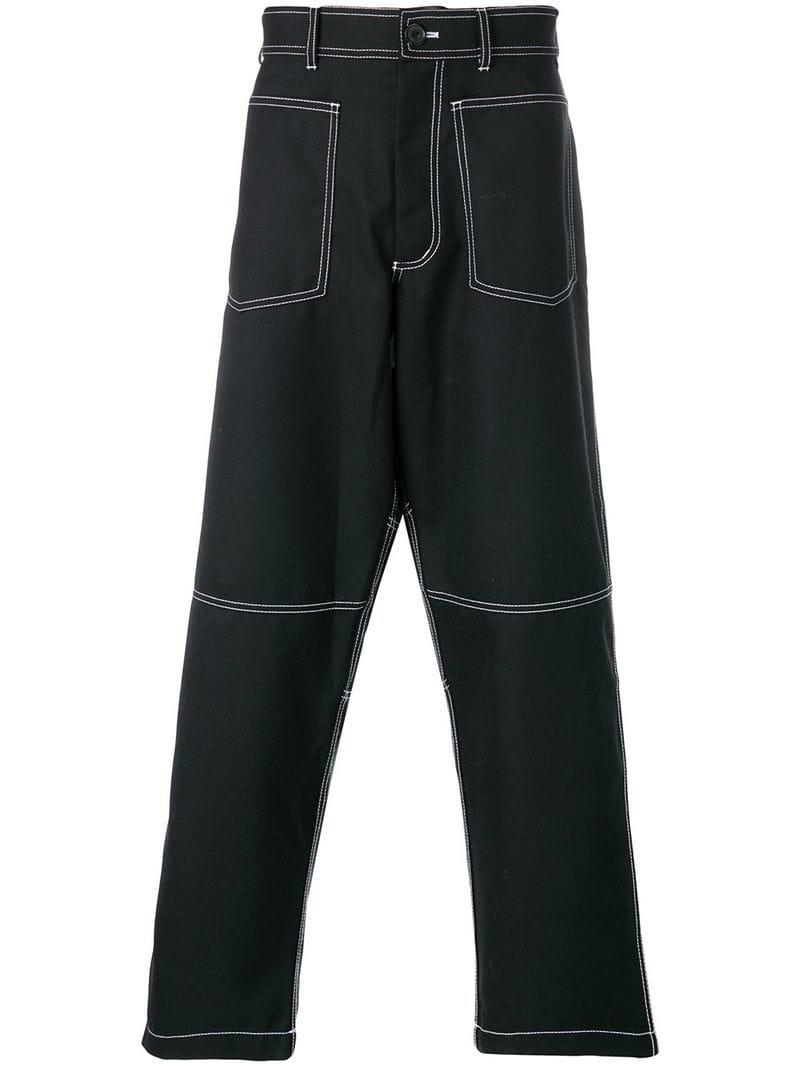 black contrast stitch trousers