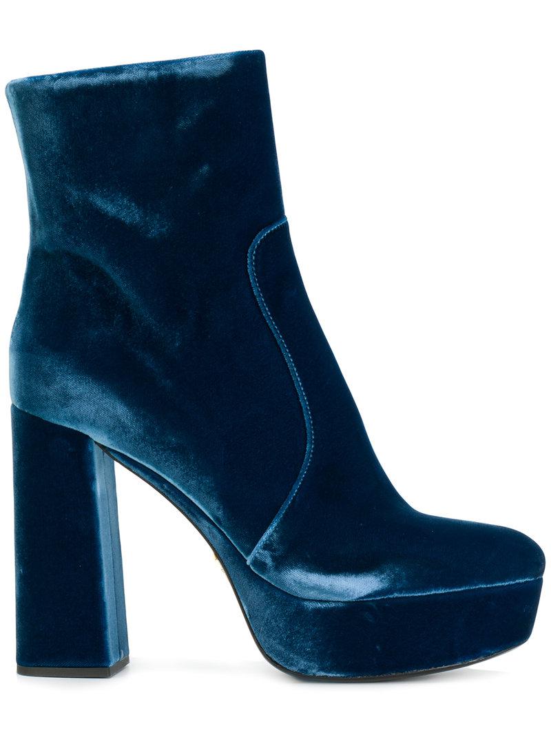 Lyst - Prada Platform Ankle Boots in Blue