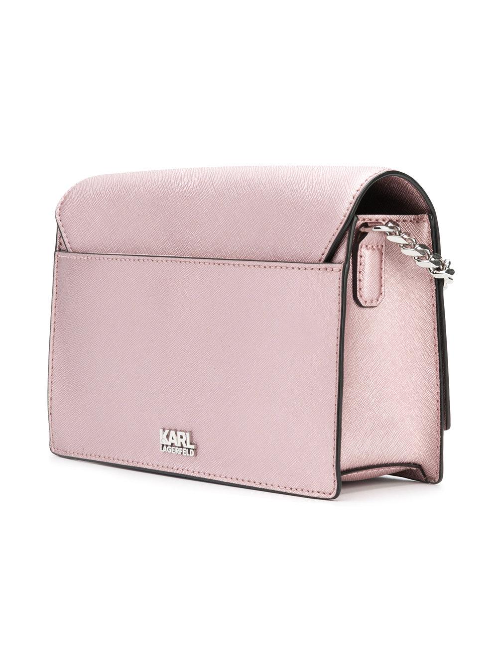 Karl Lagerfeld Signature Crossbody Bag in Metallic Lyst