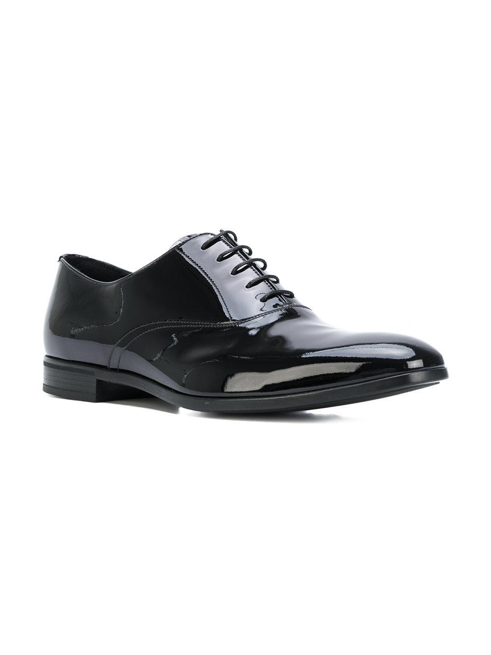 Lyst - Prada Patent Leather Lace-up Shoes in Black for Men