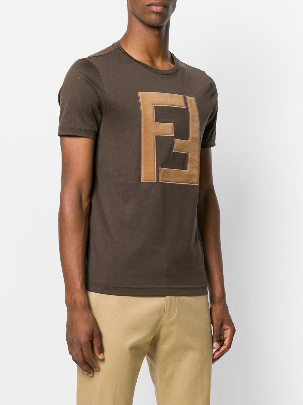 Lyst - Fendi Ff Logo T-shirt in Brown for Men