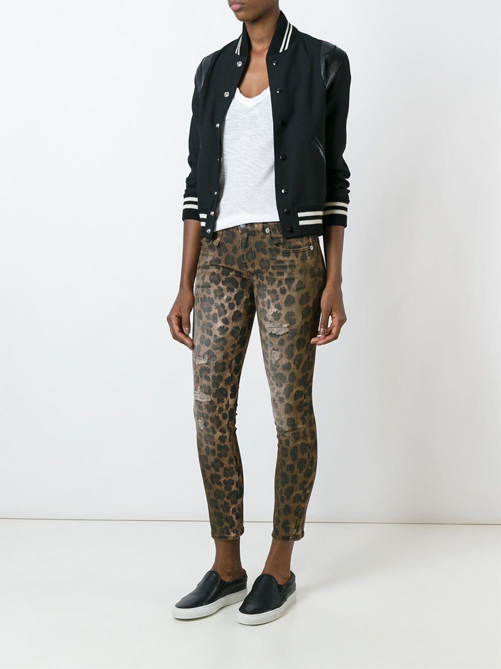 Lyst R13 Leopard Print Skinny Jeans In Brown