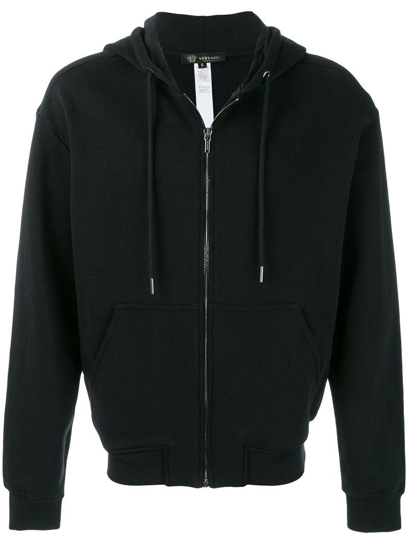Versace Embroidered Rear Medusa Hoodie in Black for Men - Lyst