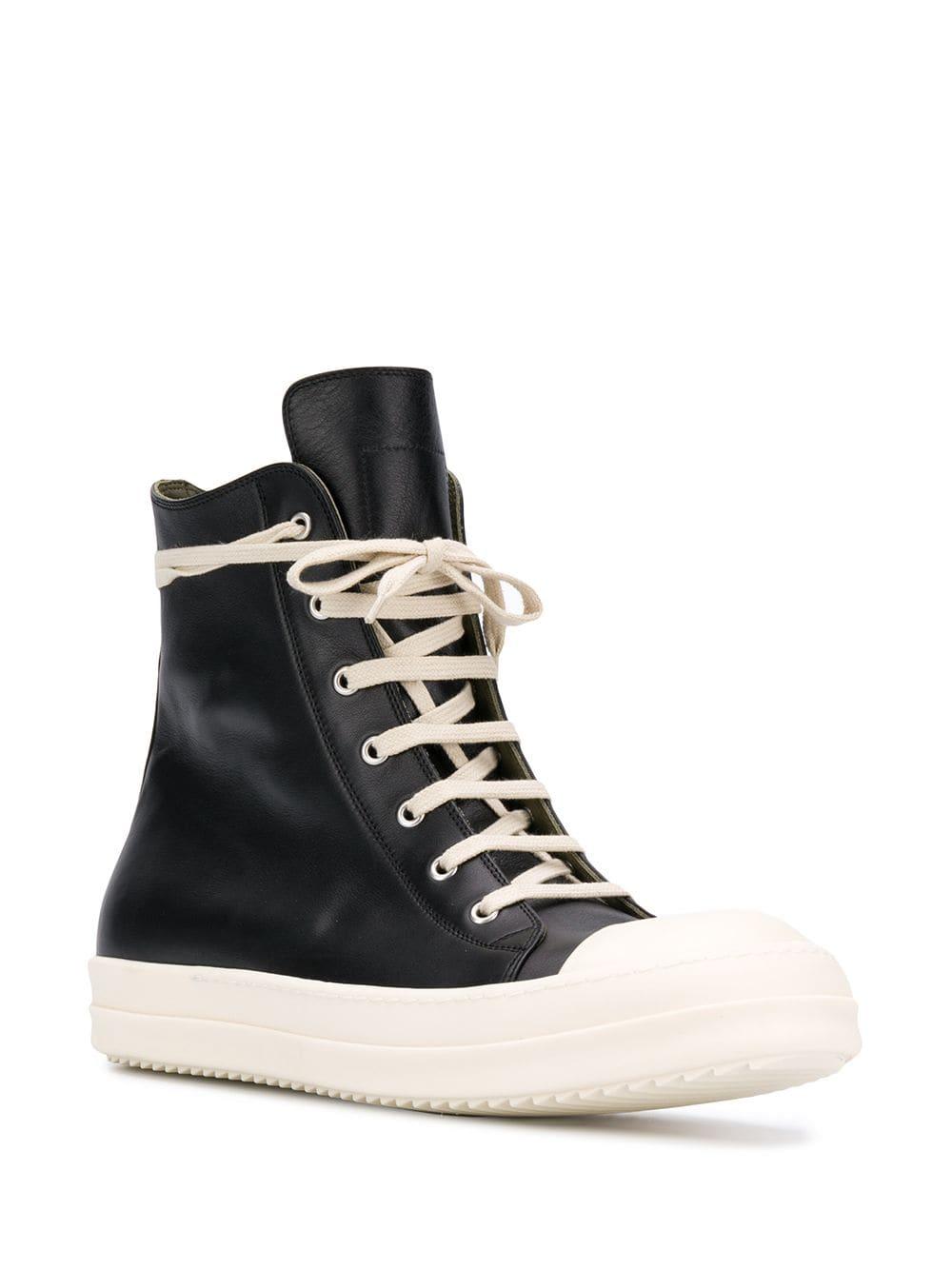 Download Rick Owens Leather Hi-top Sneakers in Black for Men - Lyst