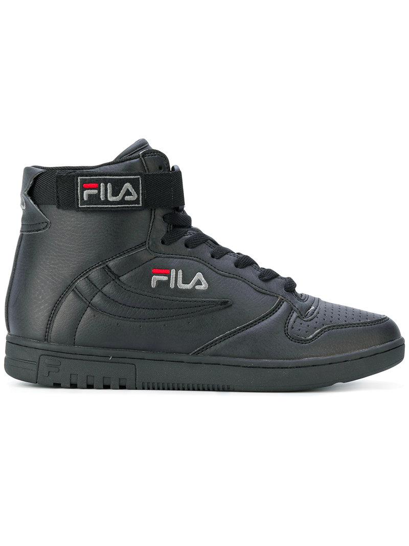 Lyst - Fila Logo Detailed Hi-top Sneakers in Black for Men