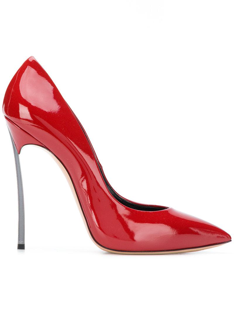 Casadei Leather Varnished Pointed Pumps in Red - Lyst