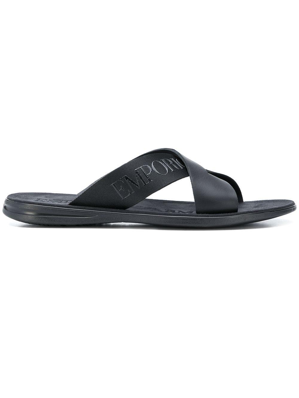 Emporio Armani Synthetic Logo Pool Slides in Black for Men - Lyst