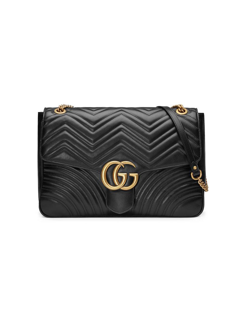 Gucci Gg Marmont Large Shoulder Bag in Black - Lyst