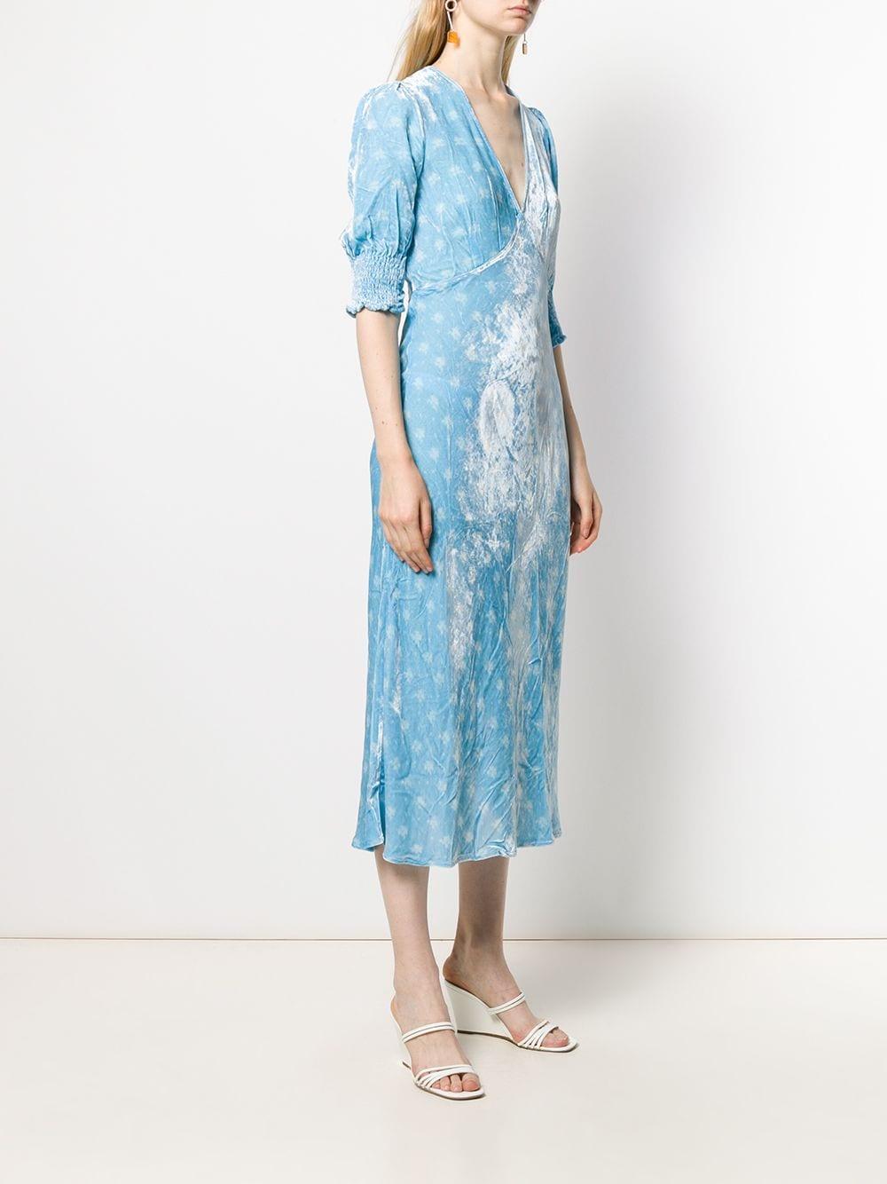 RIXO London Silk Floral Print Midi Dress in Blue - Lyst