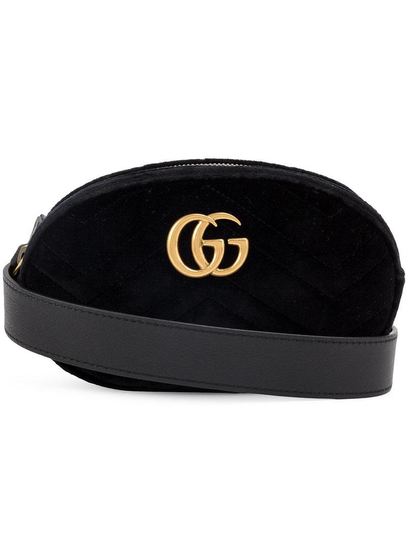 Gucci Black Marmont Velvet Belt Bag in Black - Lyst