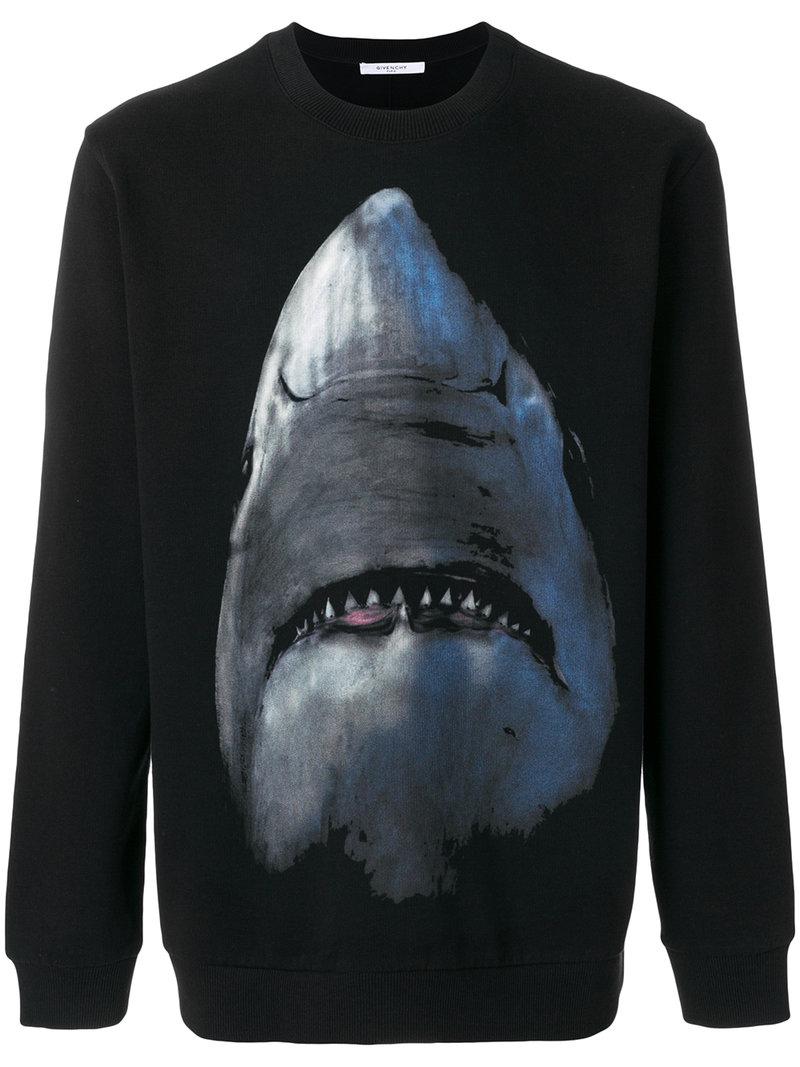 Givenchy Cotton Shark Print Sweatshirt in Black for Men - Lyst