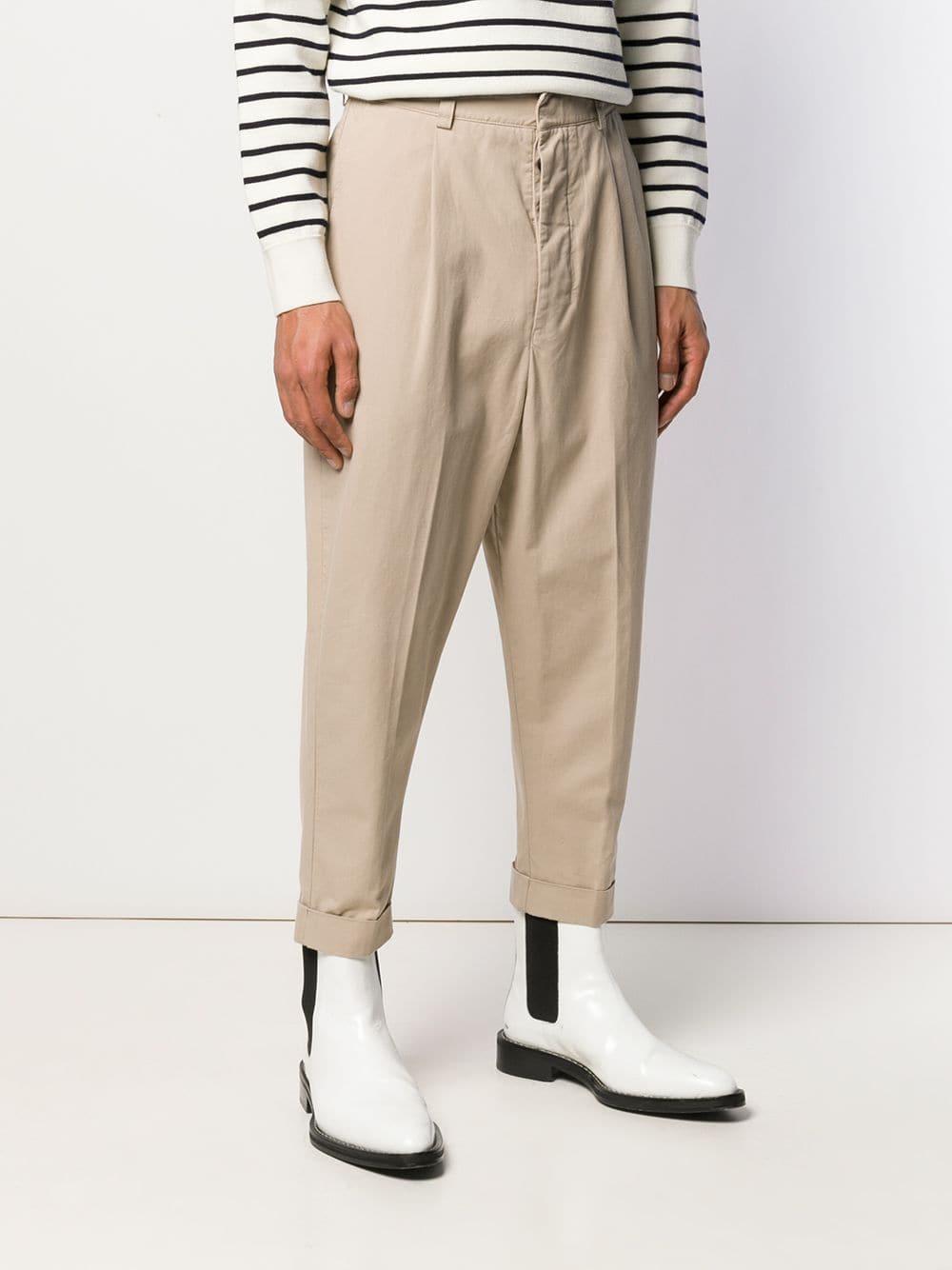 AMI Oversized Carrot Fit Trousers in Natural for Men - Lyst