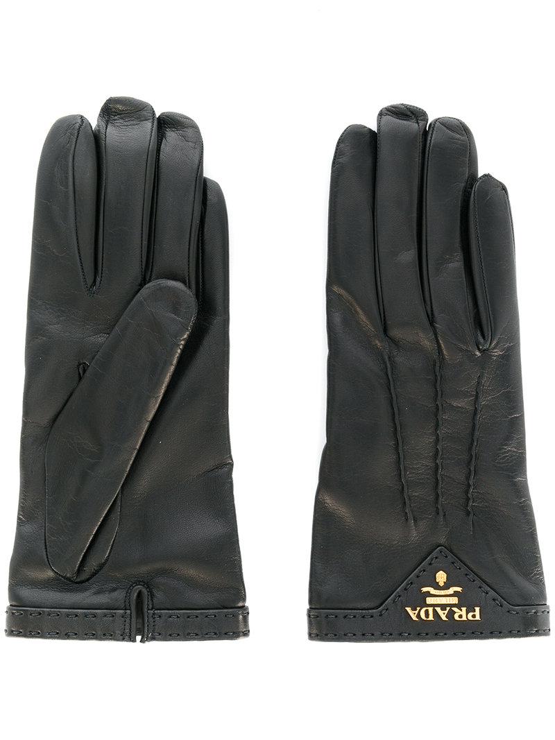 Lyst - Prada Logo Gloves in Black