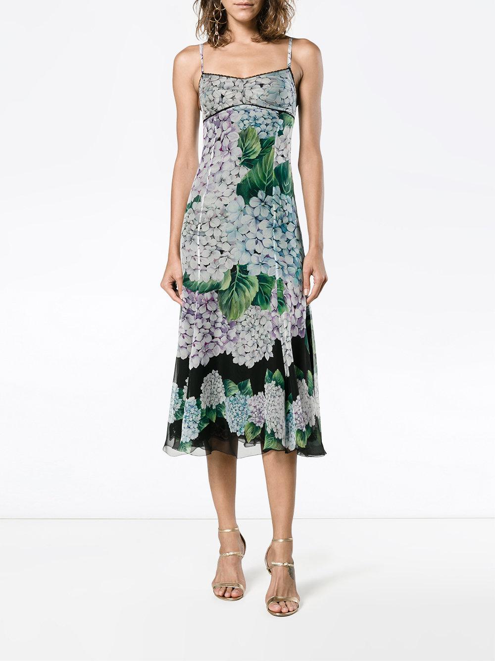 Lyst - Dolce & Gabbana Hydrangea Print Midi Dress in Green