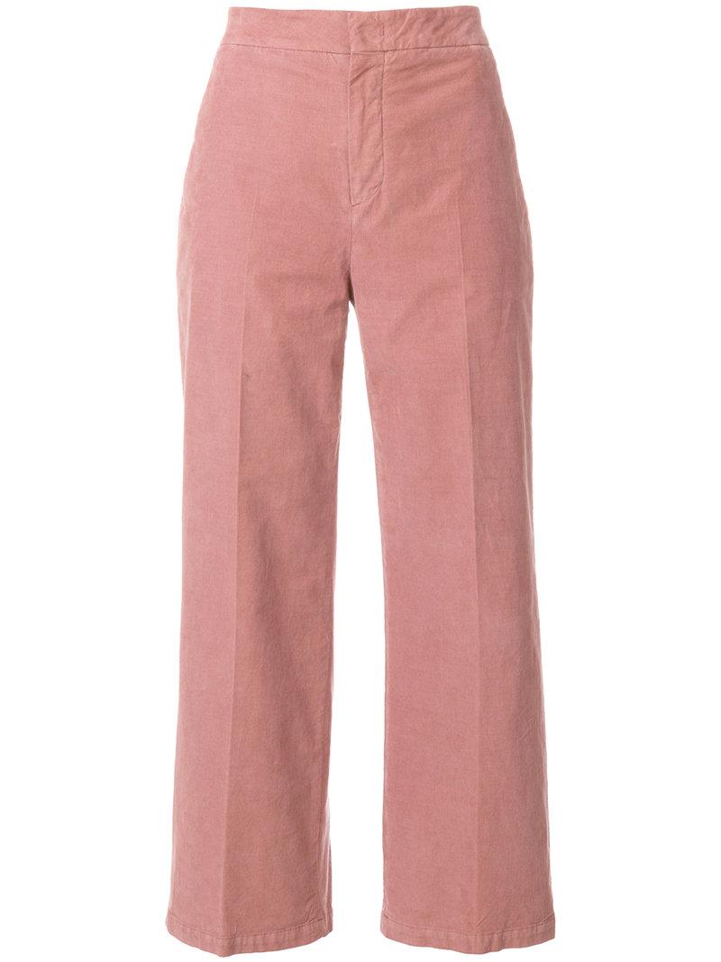 pt01 cropped wide leg trousers in pink lyst pt01 cropped wide leg trousers in pink lyst