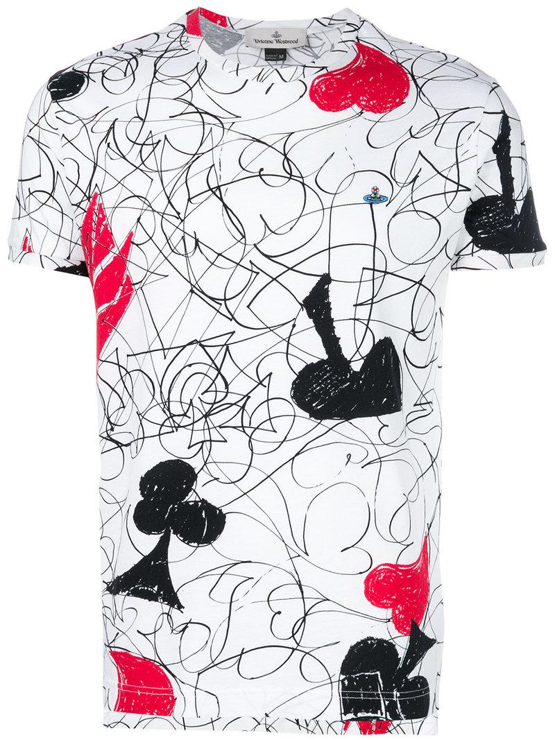 Lyst Vivienne westwood Scribbled Card Symbol Print Tshirt in White