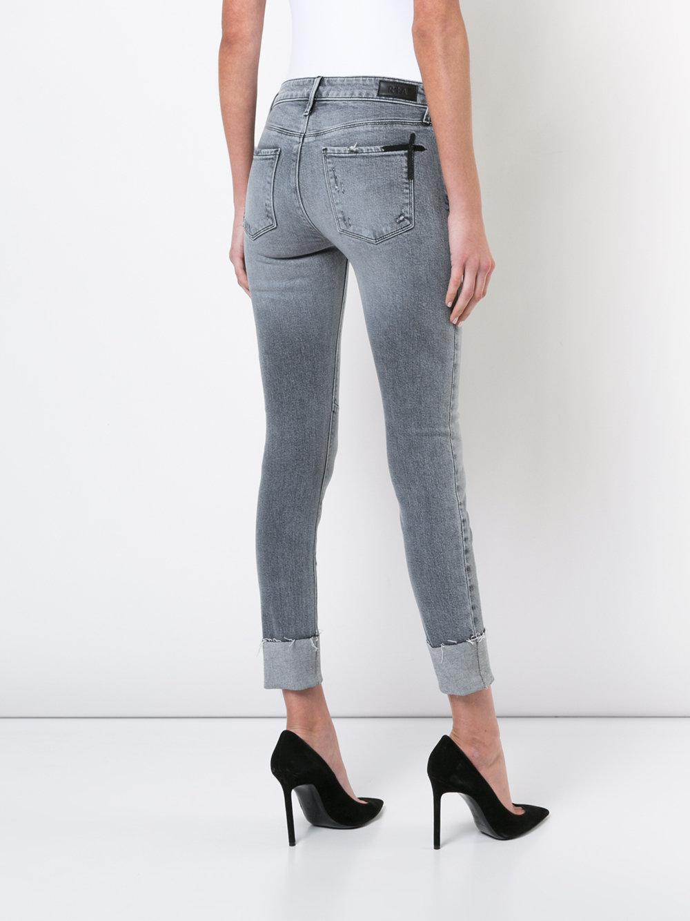 RTA Denim Nova Cuffed Jeans in Grey (Gray) - Lyst
