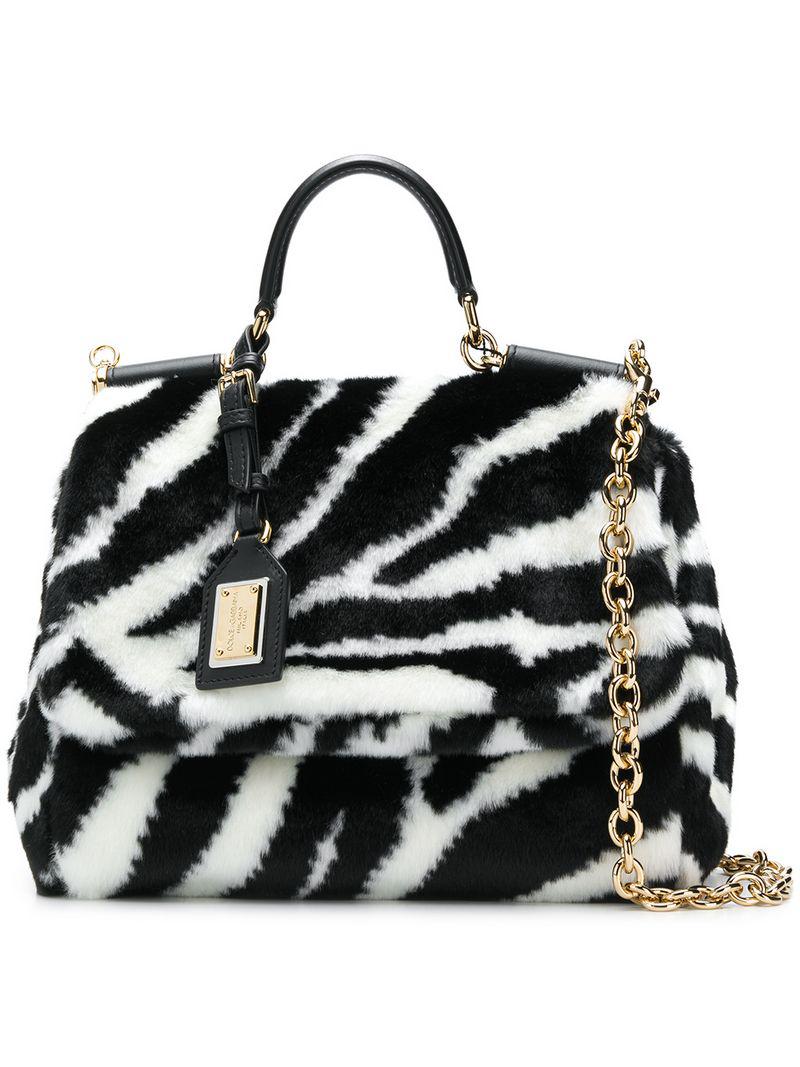 Lyst - Dolce & Gabbana Zebra Print Sicily Bag in Black