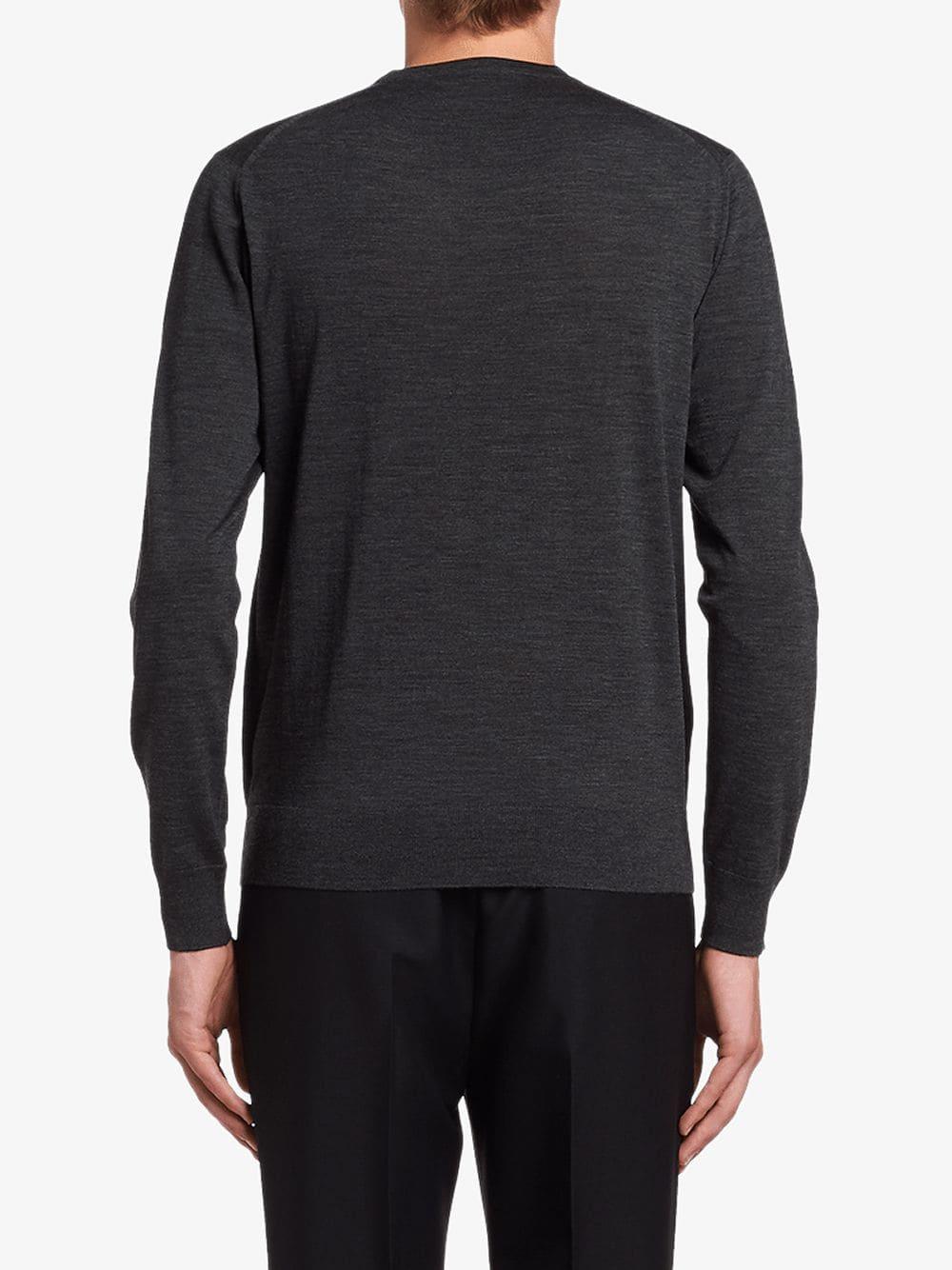 Lyst - Prada Long-sleeve Fitted Sweater in Gray for Men