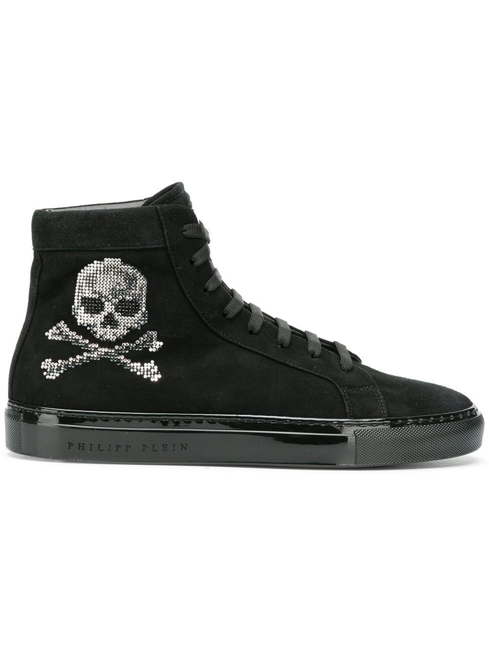 Philipp Plein Leather Swarovski Crystal Skull Sneakers in Black for Men ...