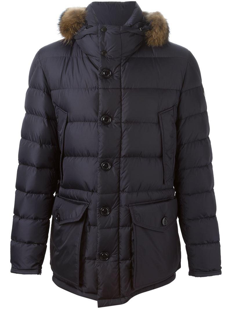 Moncler Cluny Padded Coat in Blue for Men - Lyst