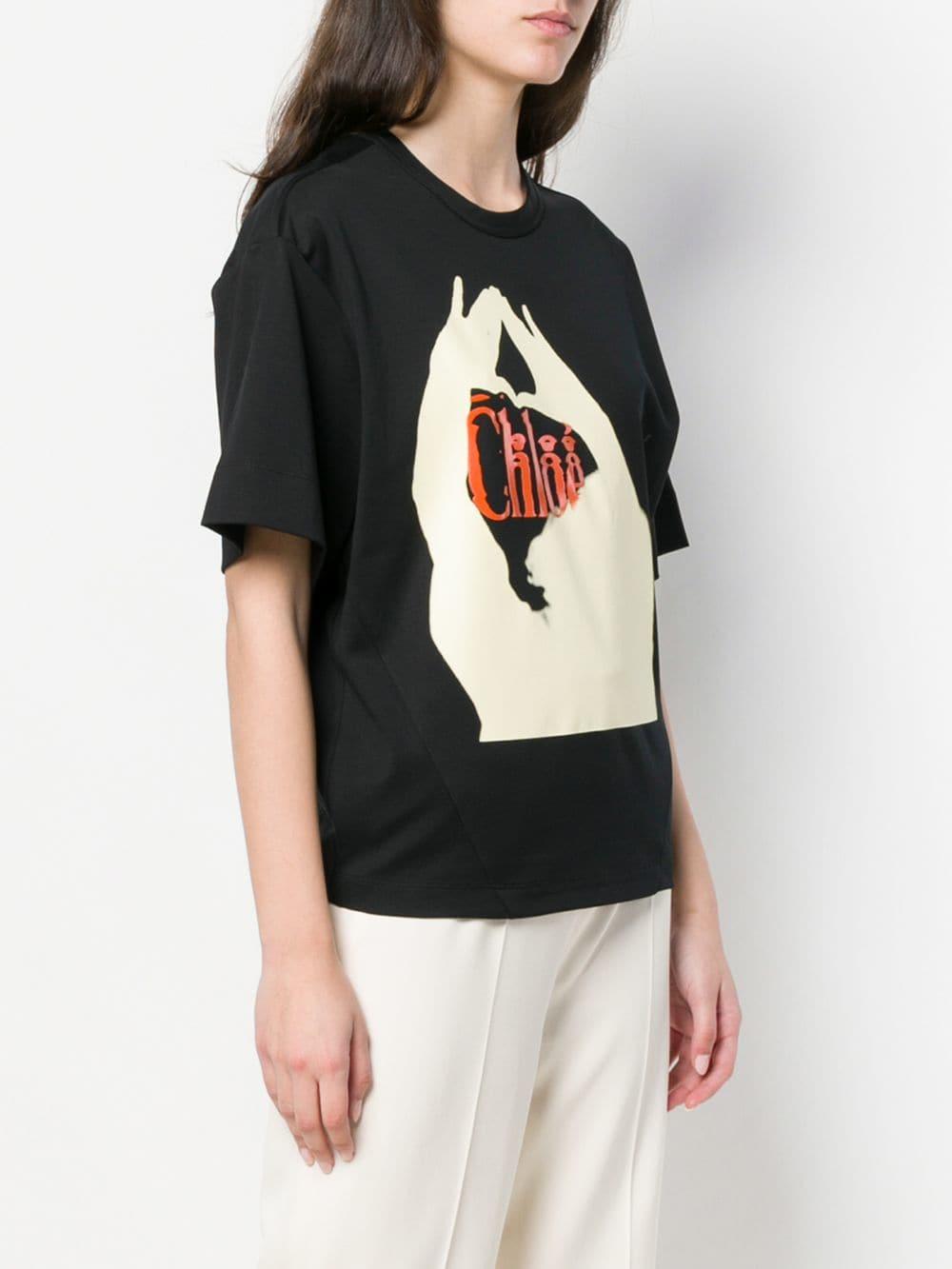 Chloé Logo Print T-shirt in Black - Save 26% - Lyst