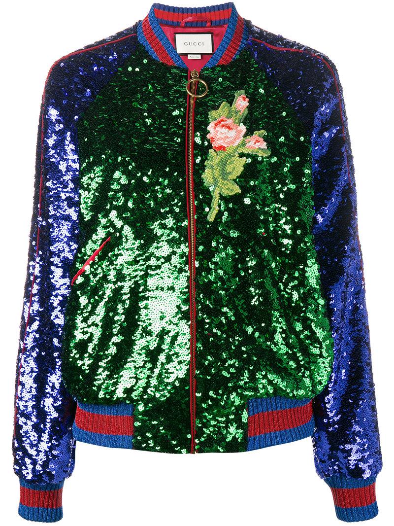 Lyst - Gucci Sequin Embellished Bomber Jacket