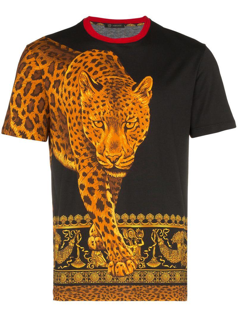 Lyst - Versace Signature Wild Print Cotton T Shirt in Black for Men