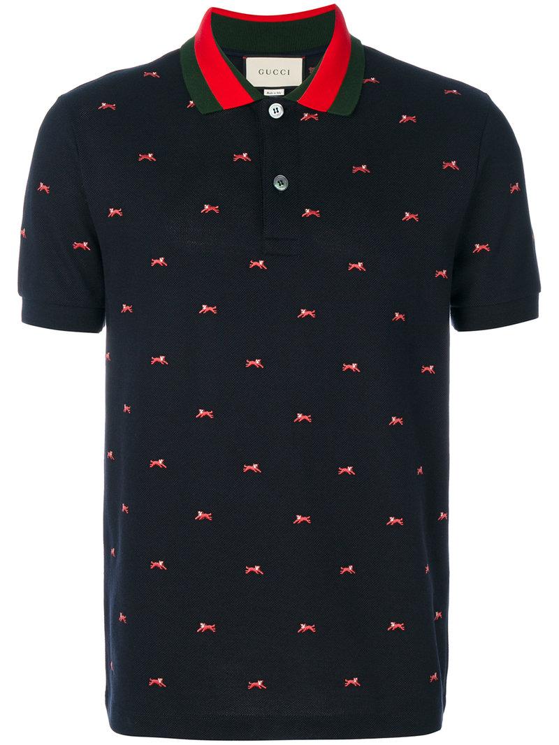 Lyst Gucci Panther Polo Shirt In Blue For Men