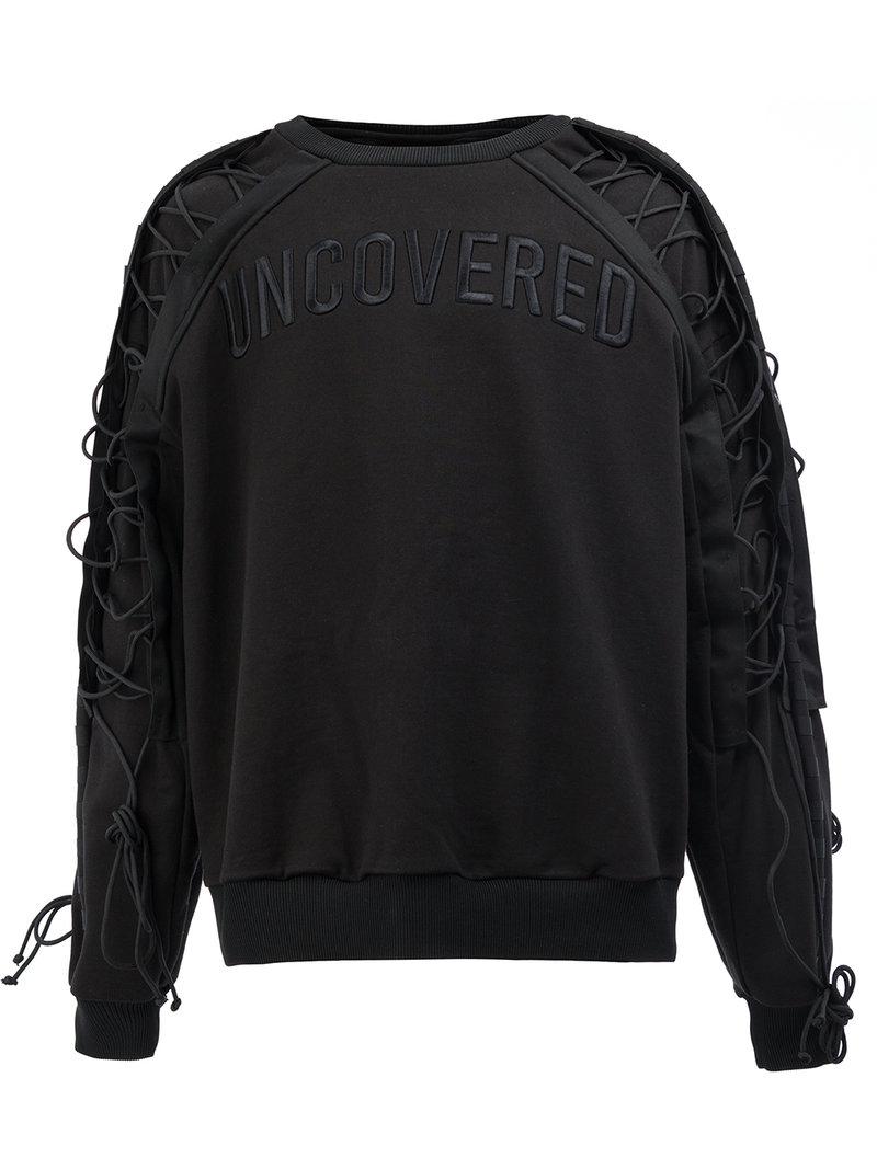 Lyst - Juun.J Lace-up Sleeves Sweatshirt in Black for Men