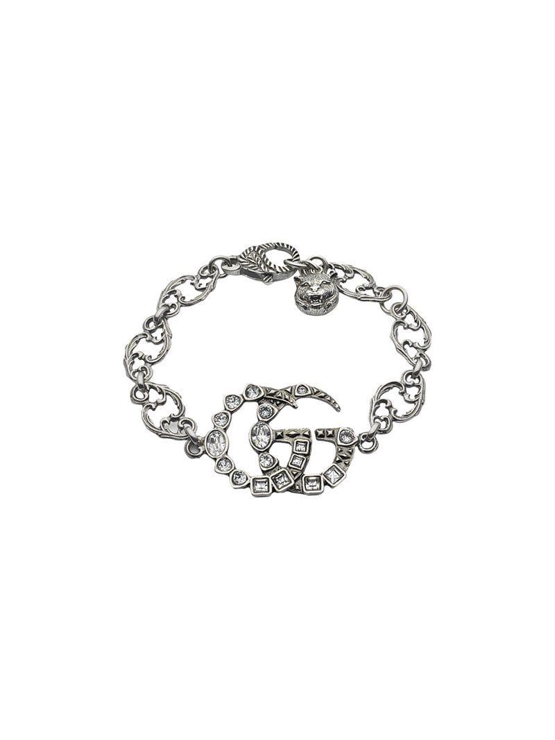 Lyst - Gucci Crystal Double G Bracelet in Metallic