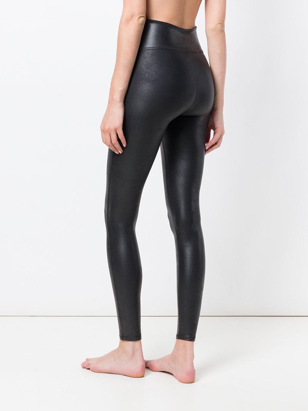 Lyst Spanx Shiny Slim Fit Leggings In Black 4406