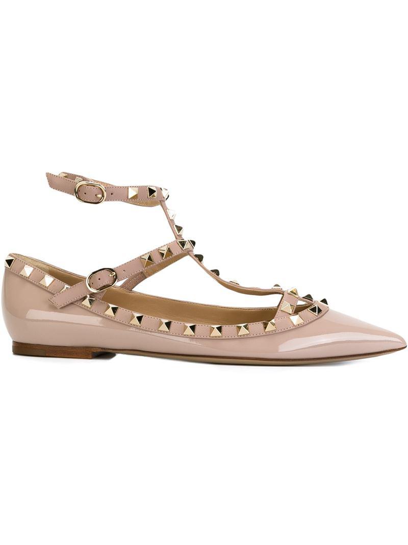 Valentino Garavani 'rockstud' Ballerinas in Pink | Lyst