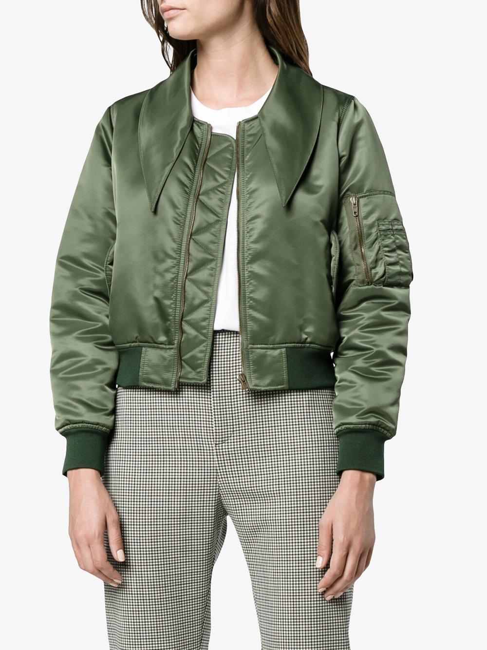 Balenciaga Scarf Tie Cropped Bomber in Green - Lyst
