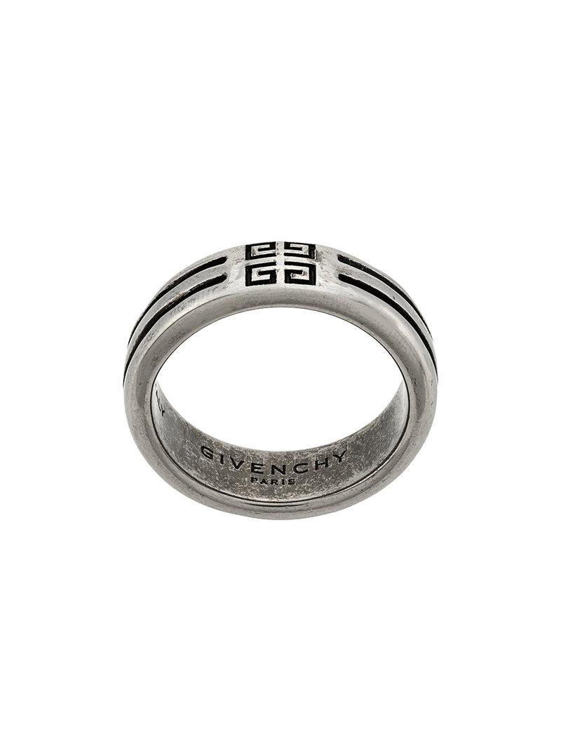Givenchy Logo Engraved Ring in Metallic for Men - Lyst