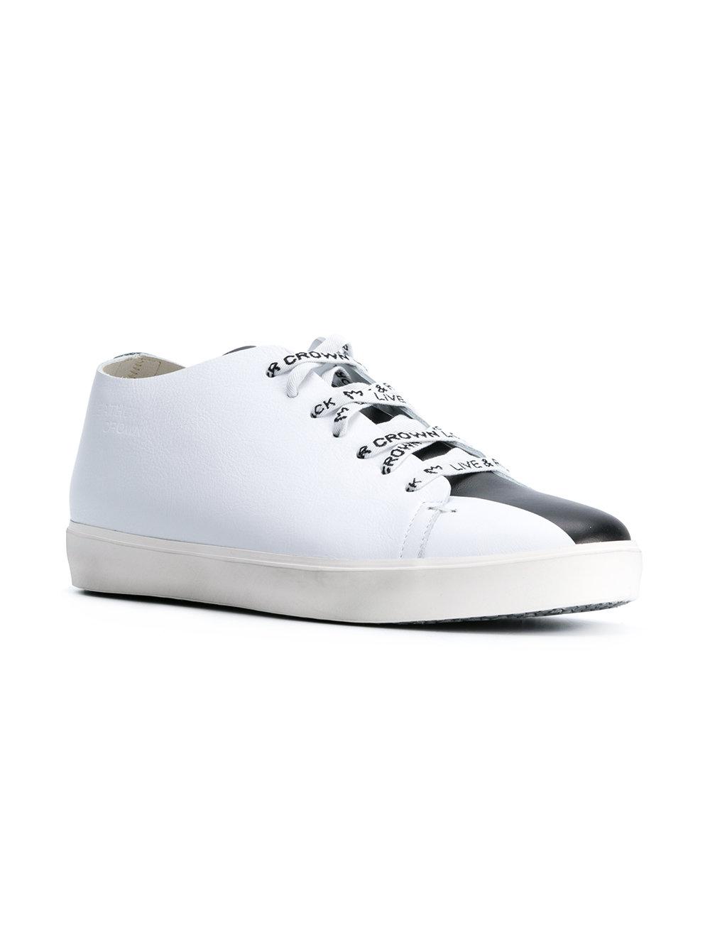 Leather Crown Leather Stripe Panel Lace-up Sneakers in White - Lyst